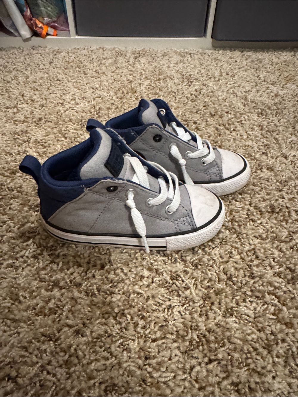 Converse Kids Gray and Navy Canvas High-Top Style Sneakers